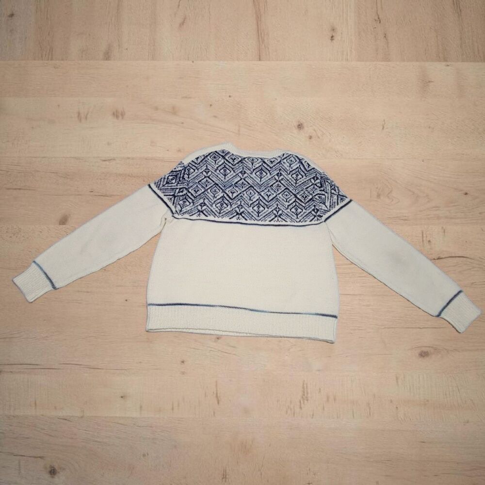 VTG Jantzen Sweater Women's Medium Crewneck Blue Diamond Winter Preppy Cottage - Picture 2 of 7